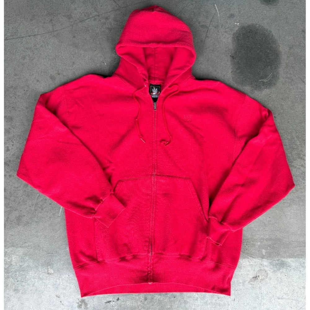 VTG Men's Sz Large USA Olympics Red Full Zip Sweater Hoodie JC Penney